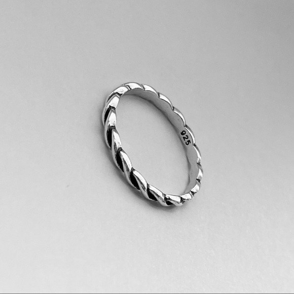Sterling Silver Braided Band, Stackable Rings, Rope, Twist, Braid Ring, Wedding - Picture 7 of 12